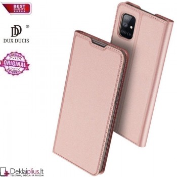 Dux Ducis dirbtinės odos atverčiamas dėklas - rausvas (Samsung S20 Fe)